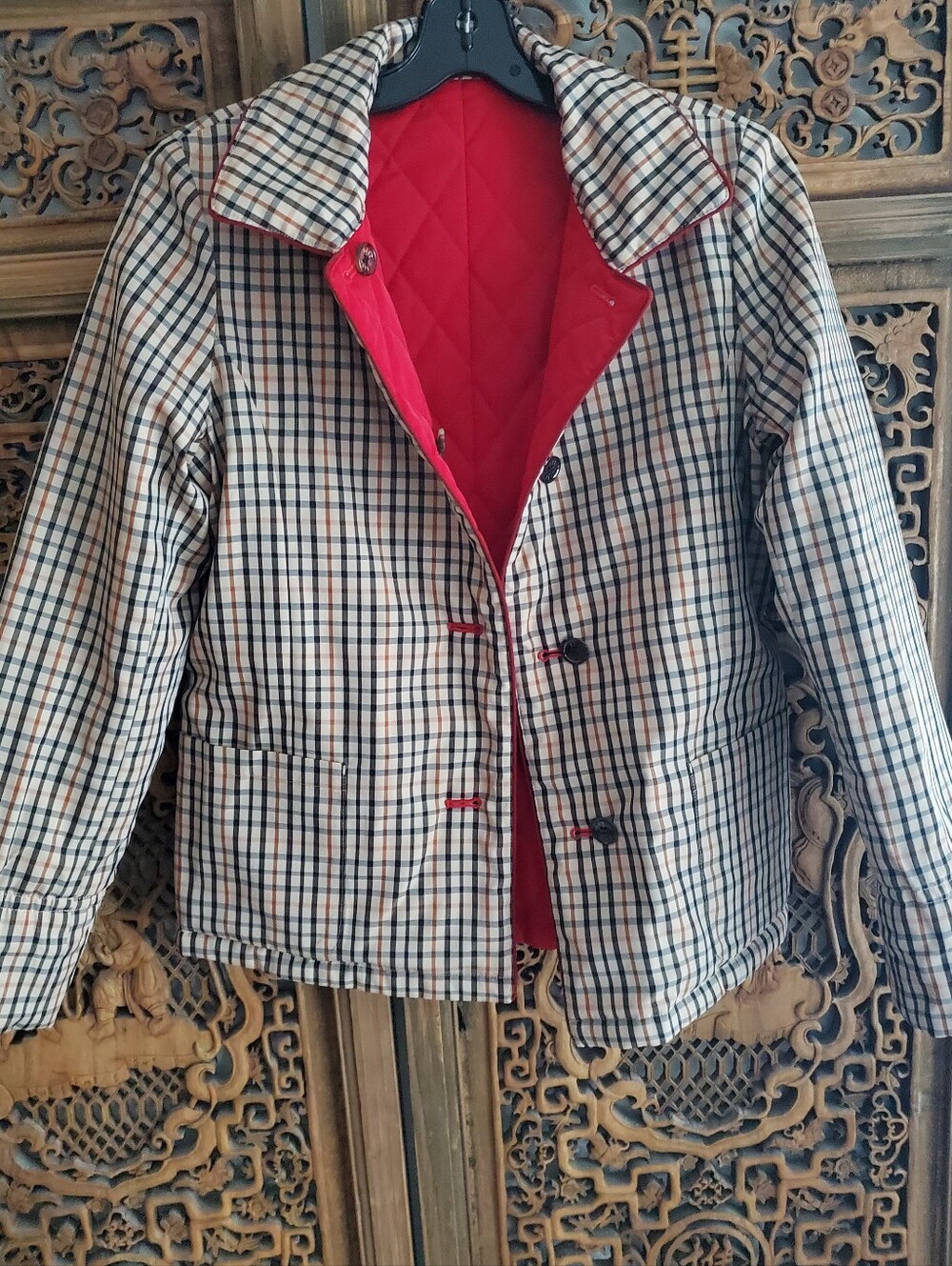 DAKS London Reversible Quilted House Check Lightweight Jacket - Size 38